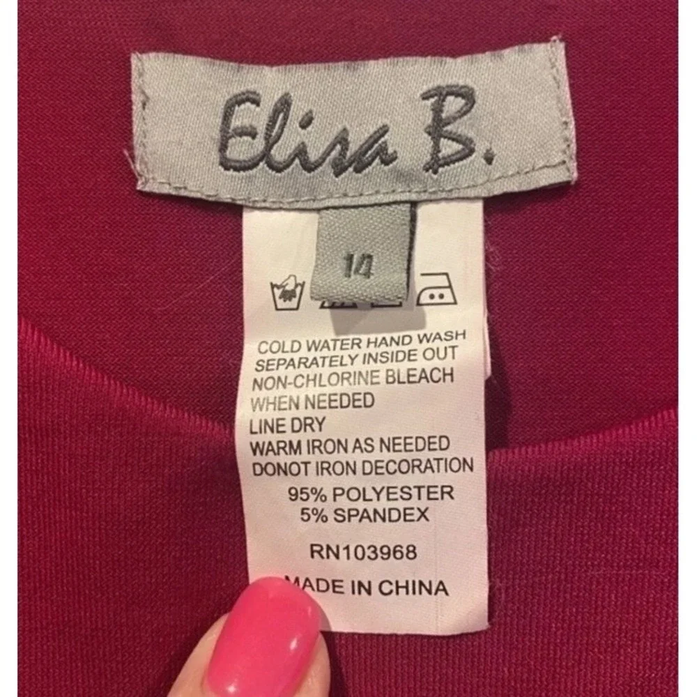 Elisa B Magenta Pink Blouson Rhinestone Embellished Party Dress Girls Size 14